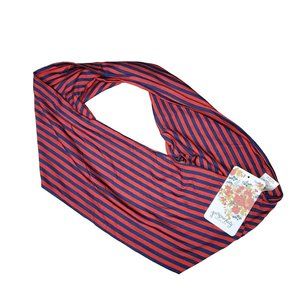 persnickety NWT red & navy blue stripped infinity scarf warm stylish size small